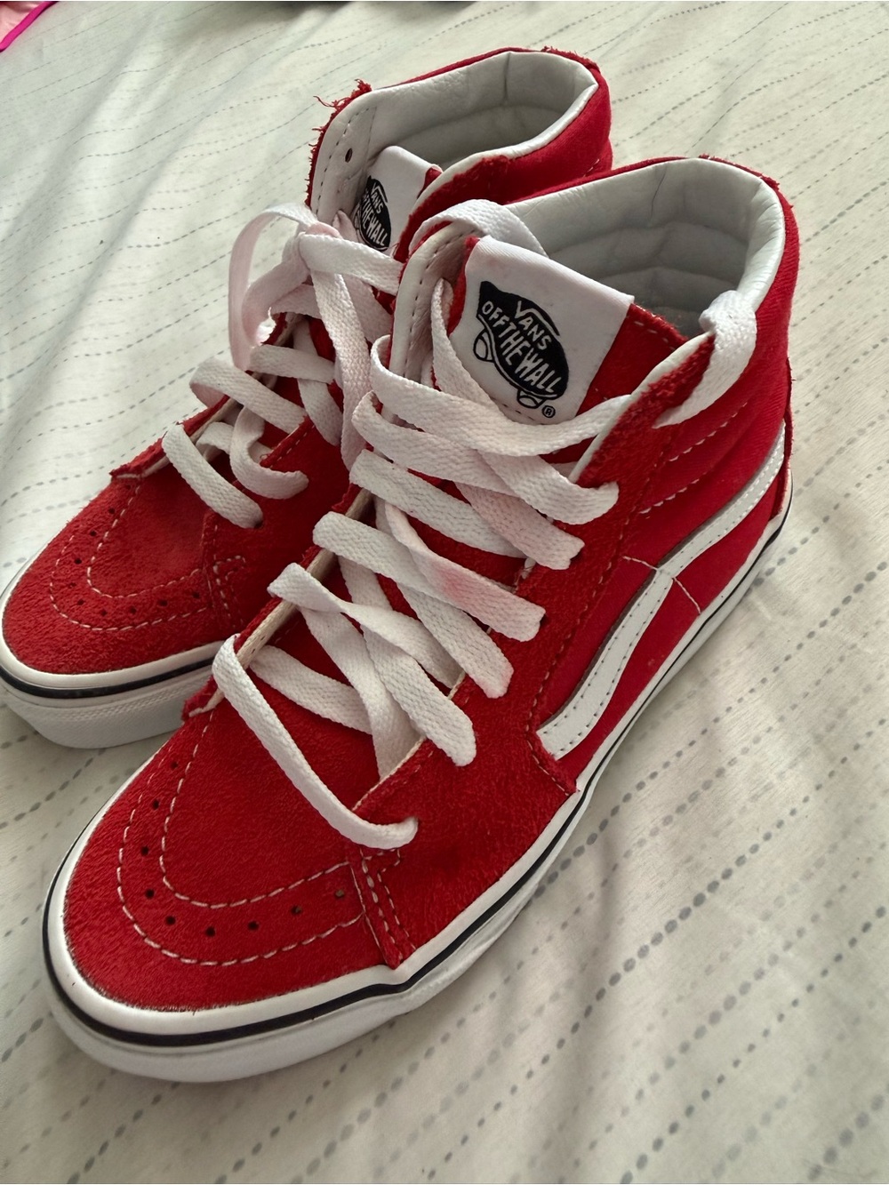 Vans Kids Sk8-Hi Mid Top Skate Shoes - Red size 1